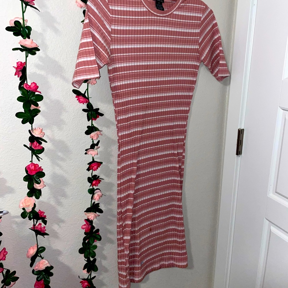 Pink and white dress